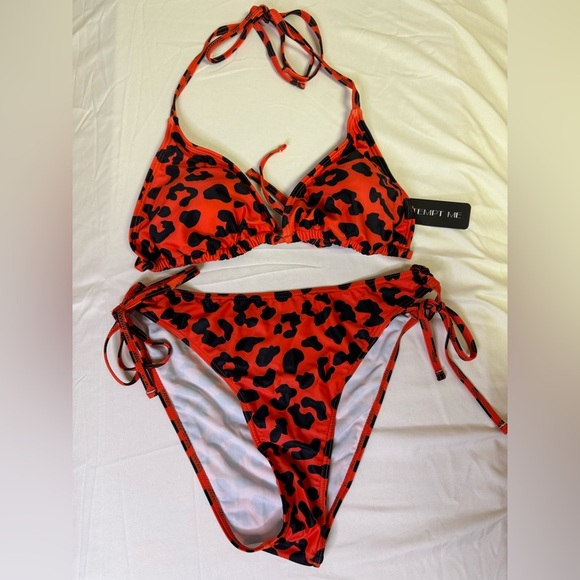 Leopard Print Halter Bikini - Picture 2 of 7